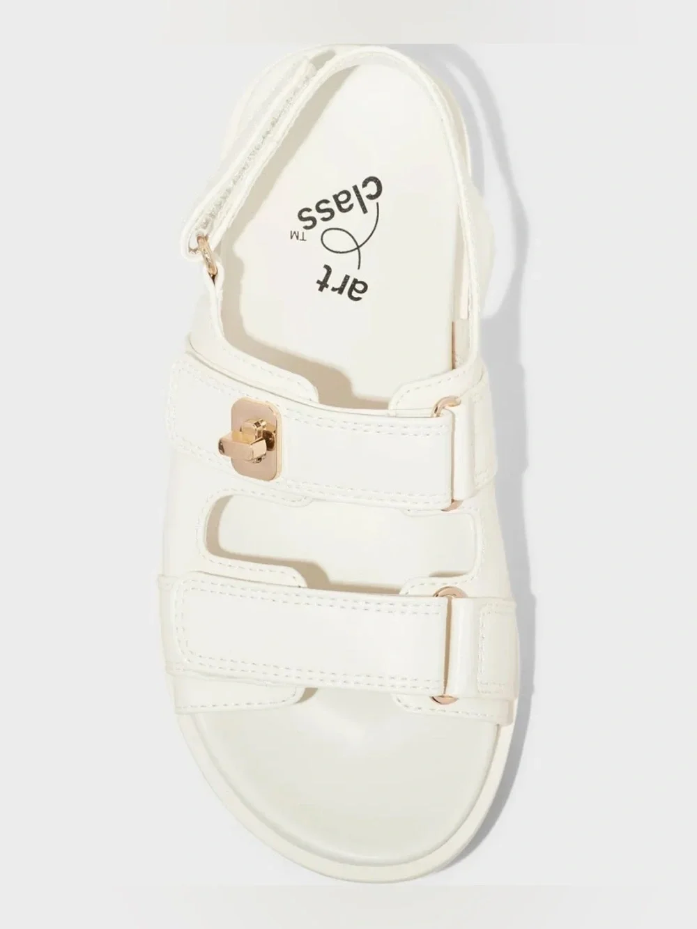 Art Class Girls White Platform Sandals Size 3 Adjustable Strap